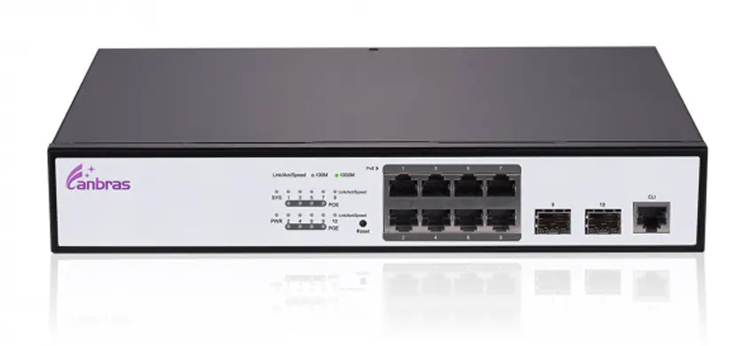 مفتاح إيثرنت مُدار مع 8 منافذ ge PoE ، 2 × 1.8/im SFP