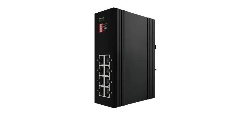 دين السكك الحديدية الصناعية Unmamaged بو التبديل معززة 8x1 0/100base-t