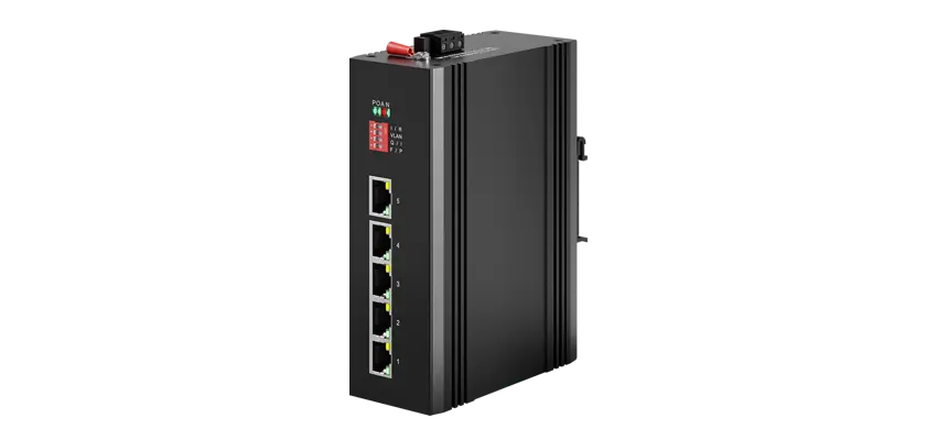 دين السكك الحديدية الصناعية غير المدارة بو التبديل 5x1 0/100base-t