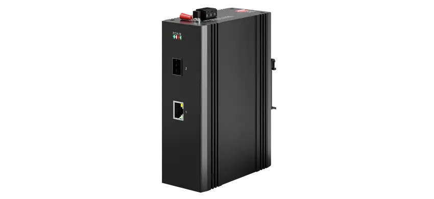 محول وسائط Din-rail PoE الصناعي 1x1000basx ، 1x1 0/1500 base-t