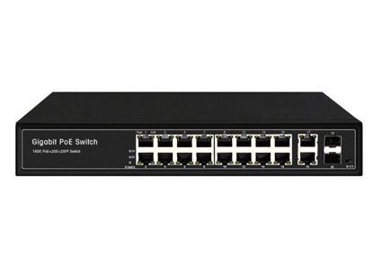 مفتاح تبديل 16GE PoE 2GE RJ45 2GE SFP غير مُدار