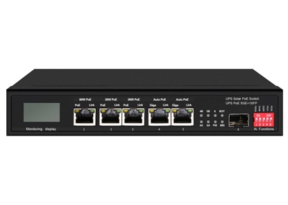 أوبس الشمسية بو إيثرنت التبديل مع OLED 1GE 60W بو 2GE 30W بو 2GE بو 2GE السيارات بو 1GE SFP