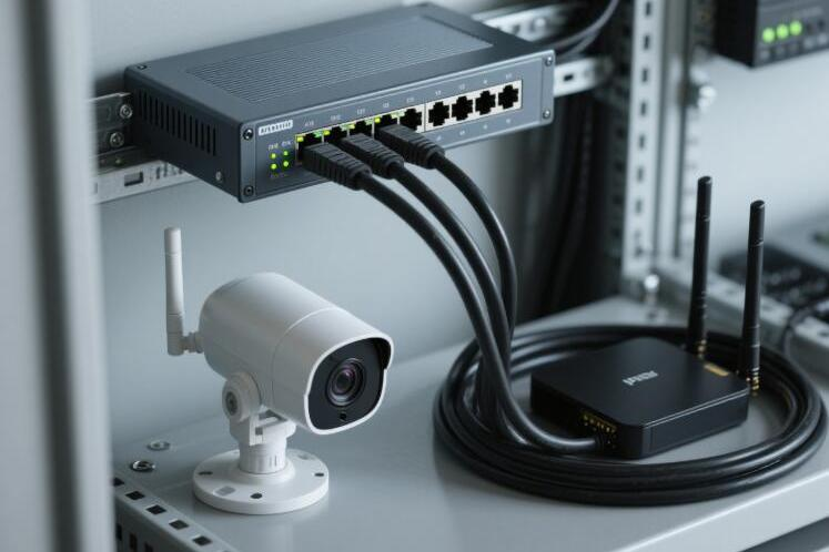 مفتاح DIN-Rail مع قدرات PoE