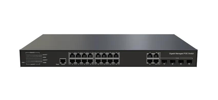 مفتاح إيثرنت PoE مُدار لايت L3 16x1 0/1000 base-t PoE ، 4xGigabit Combo (RJ45/SFP)