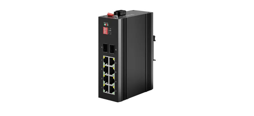 مفتاح PoE الصناعي غير المُدار Din-rail 8x1 0/، من من نوع PoE RJ45 ، وصلة الإرسال 2x1G SFP
