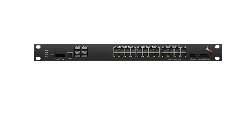 مفتاح صناعي مُدار من Rackmount 3 Lite ، مفتاح 24x1 0/من من RJ45 ، وصلة الإرسال 4x10G SFP